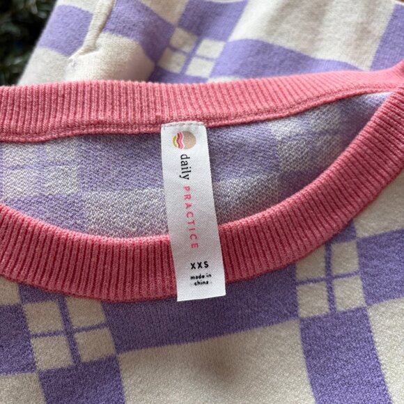 DAILY PRACTICE Anthropologie Pastel Check Crop Sweater Top Sz XXS - Picture 5 of 5
